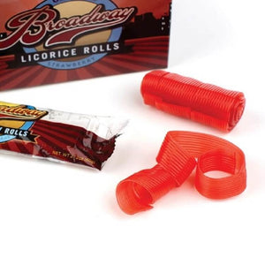 All City Candy Broadway Strawberry Licorice Rolls - 2.12-oz. Package Licorice Gerrit J. Verburg Candy 1 Package For fresh candy and great service, visit www.allcitycandy.com
