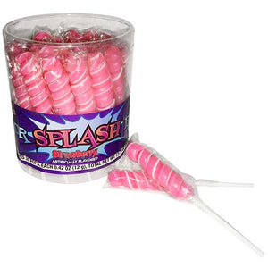 All City Candy Baby Pink & White Color Splash Strawberry Swirl Lollipops - Tub of 30 Albert's Candy For fresh candy and great service, visit www.allcitycandy.com