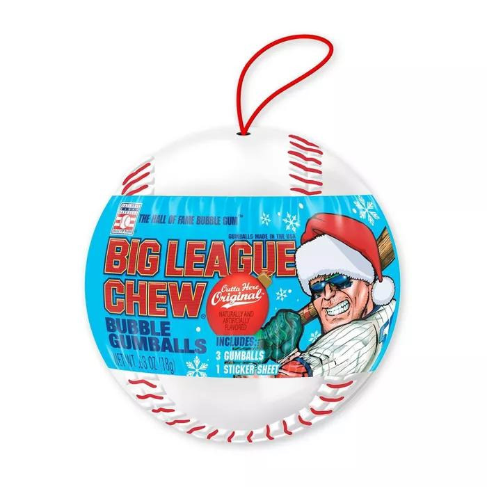 All City Candy Big League Chew Christmas Bubble Gumballs Filled Baseball Ornaments 0.63 oz. Christmas Gum Ford Gum & Machine Company For fresh candy and great service, visit www.allcitycandy.com