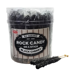 All City Candy Black Cherry Flavored Rock Candy Crystal Sticks - Tub of 36 Rock Candy Espeez For fresh candy and great service, visit www.allcitycandy.com