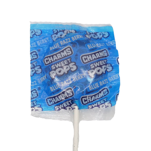 Chrams Sweet Pops Blue Raspberry Charms Sweet Pops Bulk by Flavor - 1 lb. Bag - All City Candy
