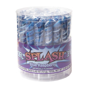 Royal Blue & White Color Splash Blue Raspberry Swirl Lollipops - Tub of 30