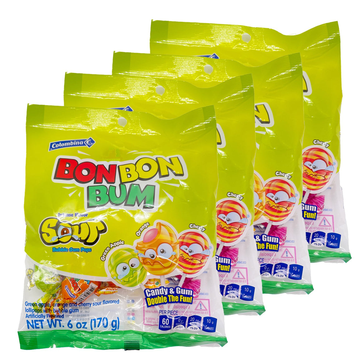 All City Candy Colombina Bon Bon Bum Sour Bubble Gum Pops - 6-oz. Bag Lollipops & Suckers Colombina For fresh candy and great service, visit www.allcitycandy.com