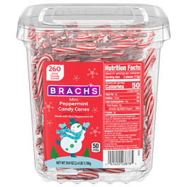 All City Candy Brach's Bob's Mini Peppermint Candy Canes - Tub of 260 For fresh candy and great service, visit www.allcitycandy.com