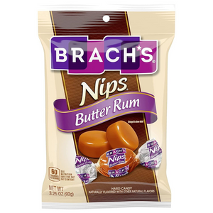 All City Candy Brach's Nips Wrapped Butter Rum 3.25 oz Peg Bag Hard Ferrara Candy Company For fresh candy and great service, visit www.allcitycandy.com