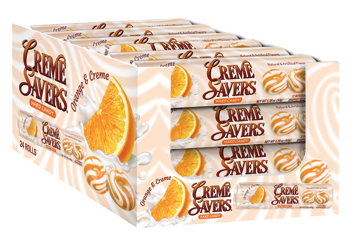 All City Candy Creme Savers Orange & Creme 1.76 oz. Roll 1 Roll Iconic Candy For fresh candy and great service, visit www.allcitycandy.com