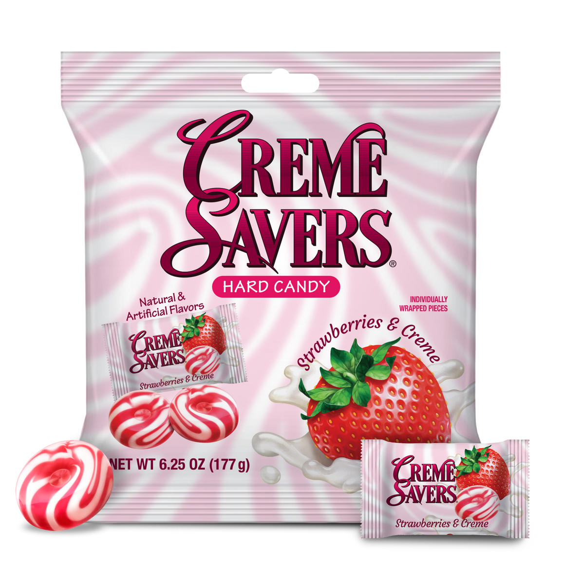 All City Candy Creme Savers Strawberries & Creme 6.25 oz. Bag Hard Iconic Candy For fresh candy and great service, visit www.allcitycandy.com
