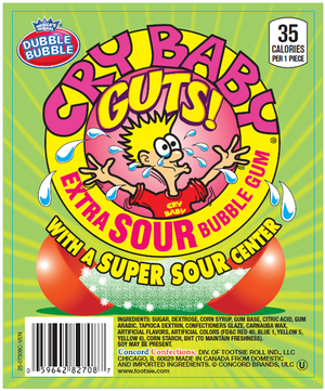 All City Candy Cry Baby Guts Extra Sour Filled Bubble Gum - 3 LB Bulk Bag Bulk Unwrapped Concord Confections (Tootsie) For fresh candy and great service, visit www.allcitycandy.com