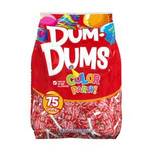 All City Candy Dum Dums Color Party Red Strawberry Lollipops - Bag of 75 Lollipops & Suckers Spangler For fresh candy and great service, visit www.allcitycandy.com