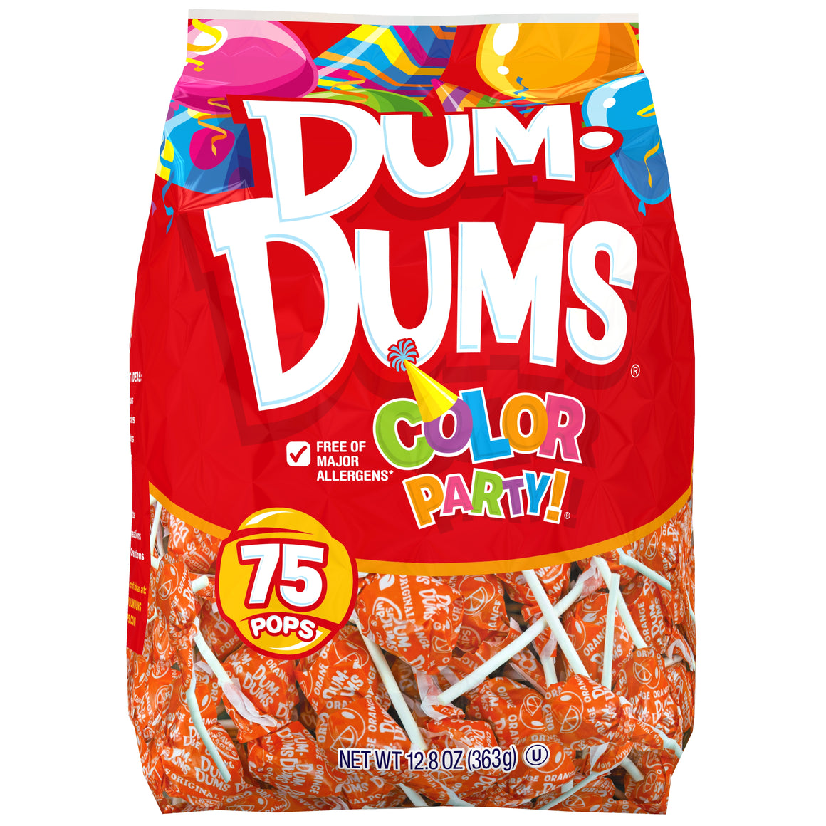 All City Candy Dum Dums Color Party Orange Lollipops - Bag of 75 Lollipops & Suckers Spangler For fresh candy and great service, visit www.allcitycandy.com