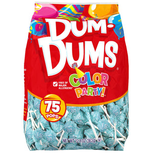 All City Candy Dum Dums Color Party Light Blue Blu Raspberry Lollipops - Bag of 75 Lollipops & Suckers Spangler For fresh candy and great service, visit www.allcitycandy.com
