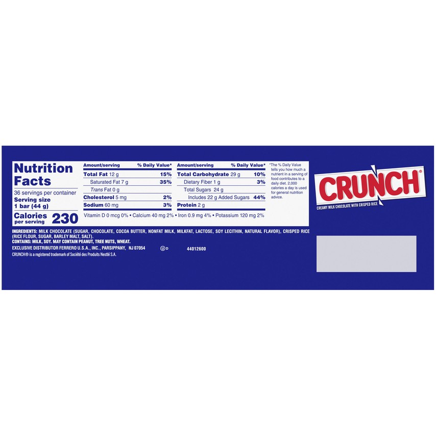 Crunch chocolate bar - combination of crisped rice and milk chocolate