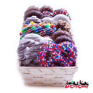 For fresh candy and great service, visit www.allcitycandy.com - Delectable Dozen Gourmet Chocolate Covered Pretzel Twists Gift Basket