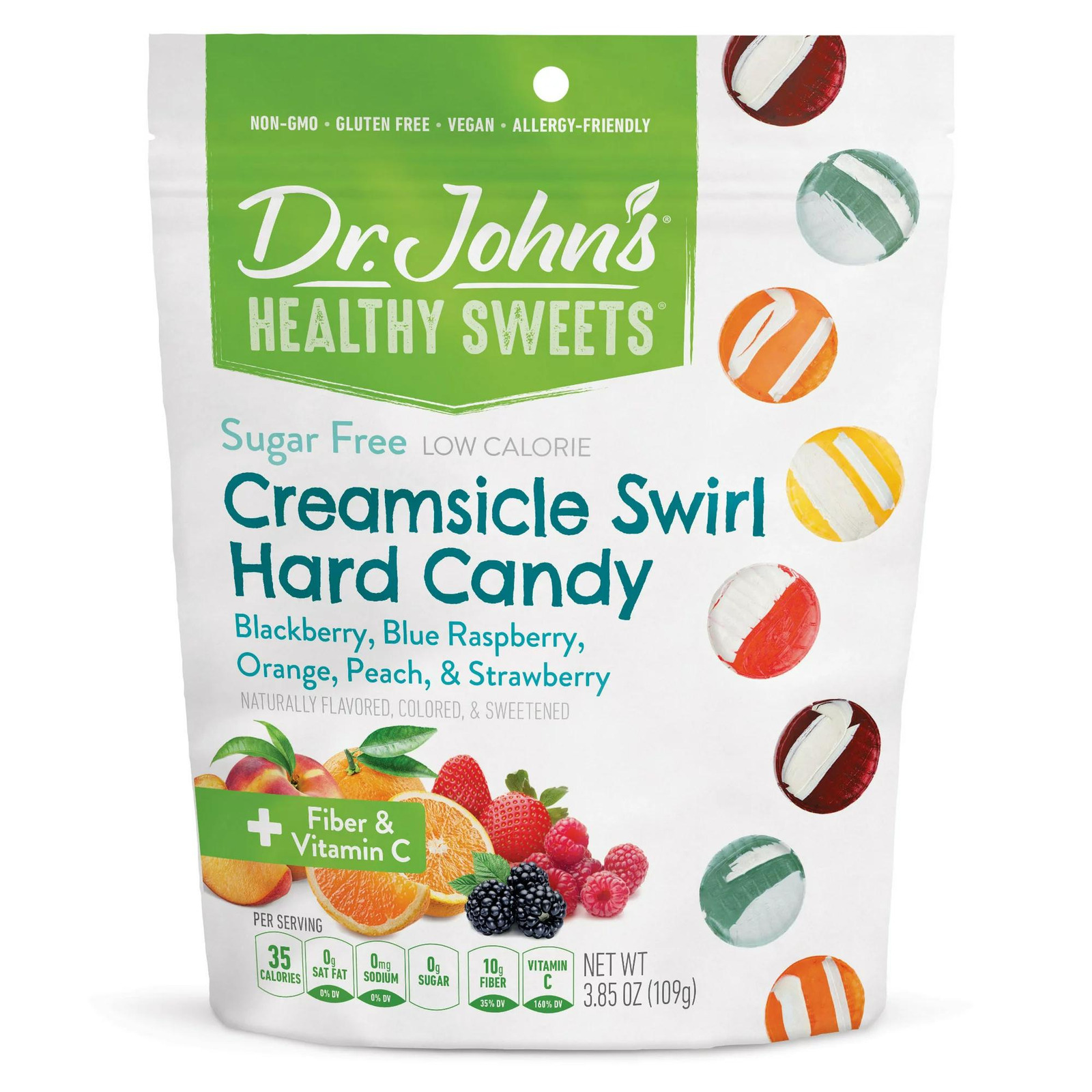 All City Candy Dr. John's Sugar Free Creamsicle Swirl Hard Candy 3.85 oz. Bag Hard Dr. John's For fresh candy and great service, visit www.allcitycandy.com