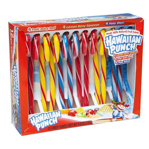 All City Candy Hawaiian Punch Assorted Candy Canes - Box of 12 For fresh candy and great service, visit www.allcitycandy.com