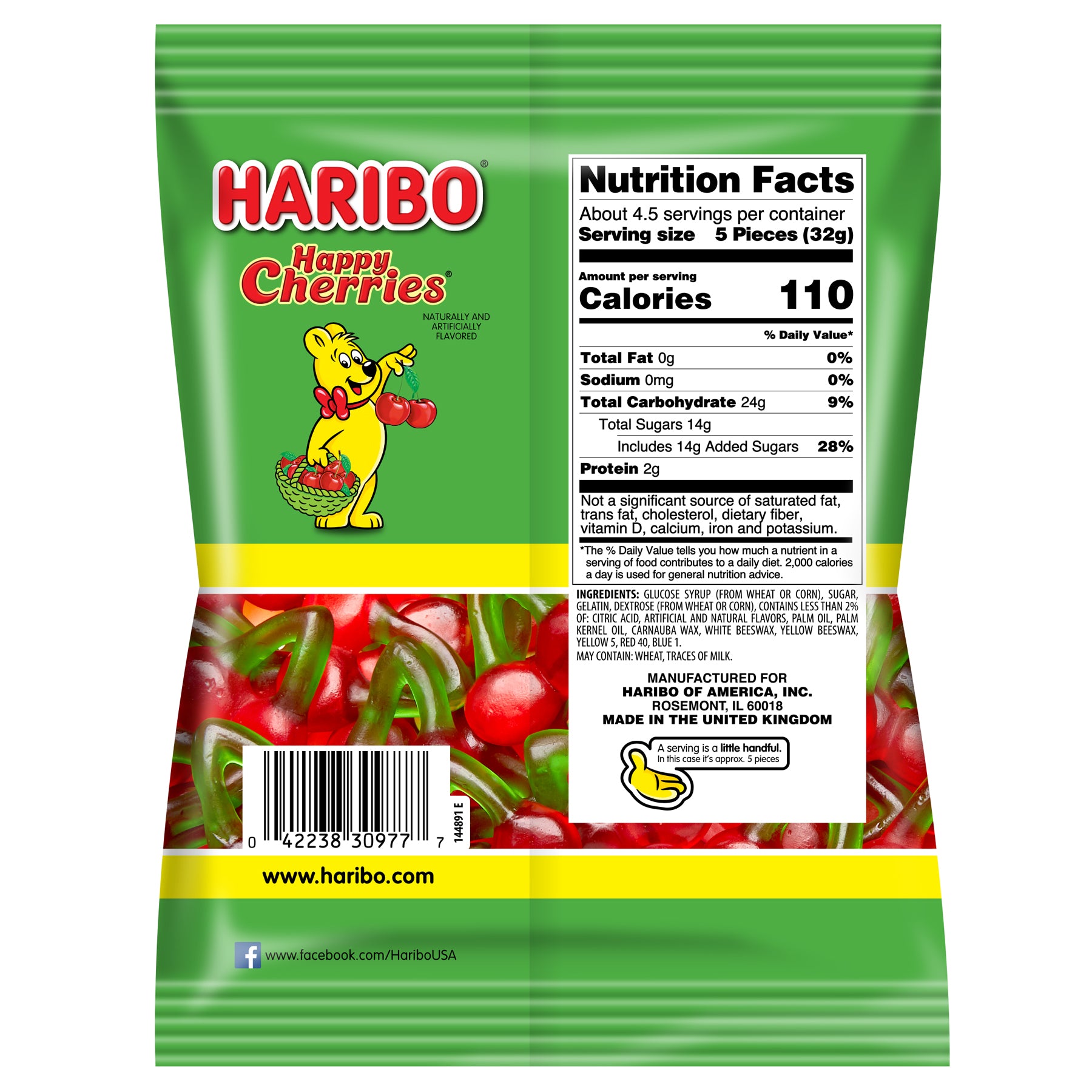 Haribo Happy Cherries Gummi Candy - 5-oz. Bag