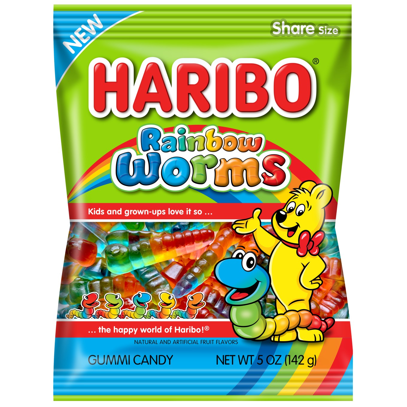 Haribo Rainbow Worms 5 oz. Bag