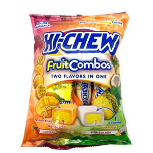 Hi Chew Fruit Combos Tropical Smoothie Pina Colada 3 oz. Bag - For fresh candy and great customer service, visit www.allcitycandy.com