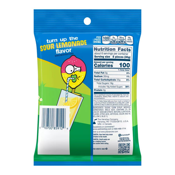 Jolly Rancher Gummies Sour Lemonade 6.5 oz. Bag All City Candy