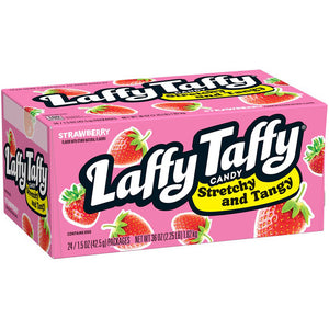 All City Candy Laffy Taffy Stretchy & Tangy Strawberry Candy Bar 1.5 oz.- Case of 24 Ferrara Candy Company For fresh candy and great service, visit www.allcitycandy.com