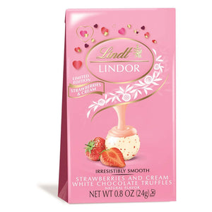 All City Candy Lindt Lindor Strawberries & Cream White Chocolate Truffles Mini Valentine's Day Gift Bag .8 oz Lindt For fresh candy and great service, visit www.allcitycandy.com