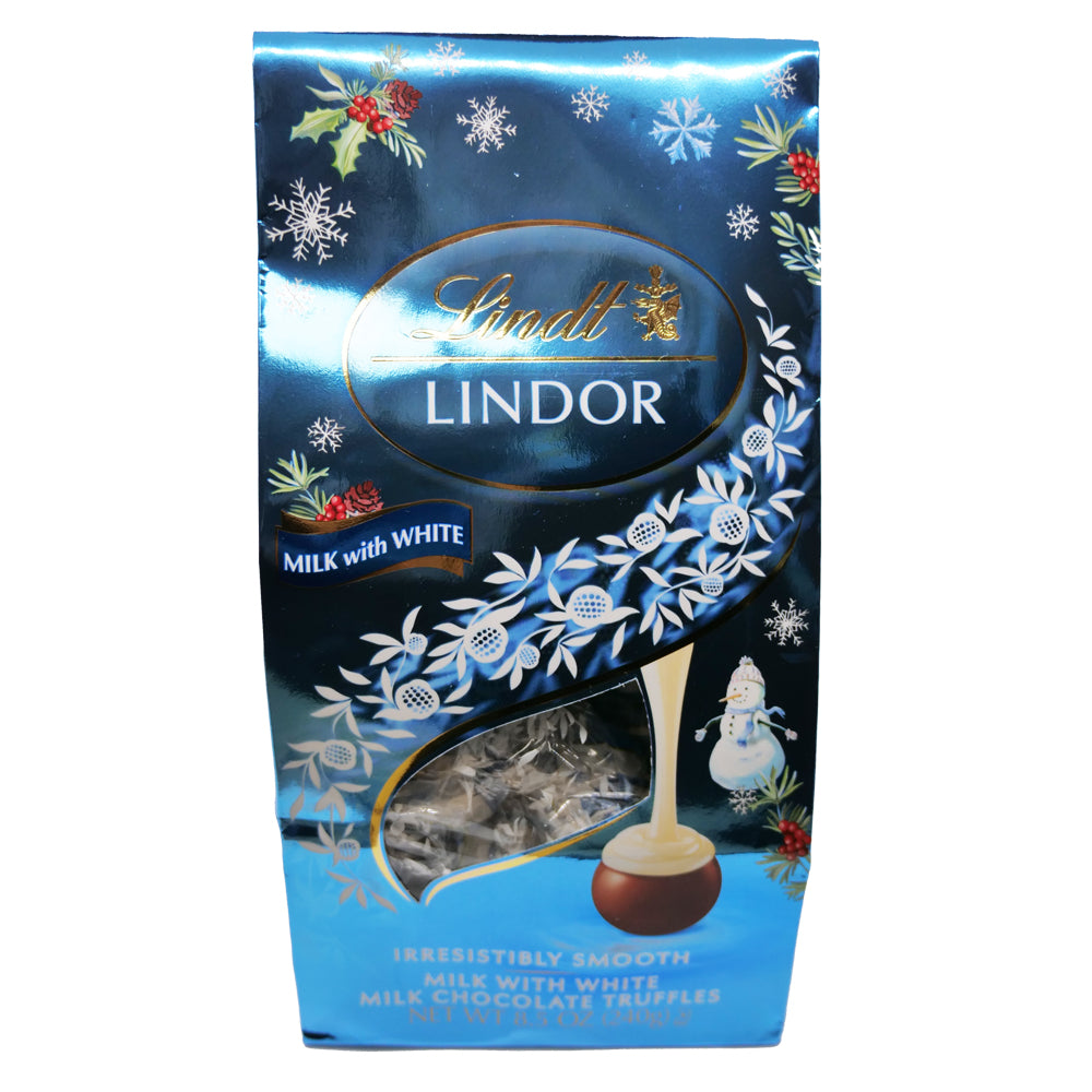 Lindt LINDOR Holiday Milk Chocolate Candy Truffles Wrapped Gift Box (10.1  oz)