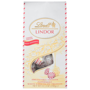 Lindt Christmas Holiday Lindor White Chocolate Peppermint Truffles - 8.5-oz. Bag