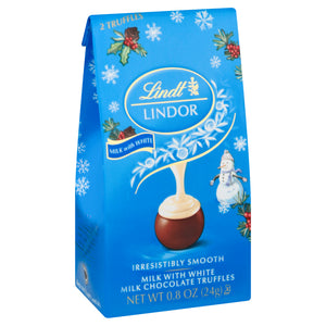 Lindt Lindor Milk and White Milk Chocolate Truffles Mini Holiday Gift Bag  0.8 oz.