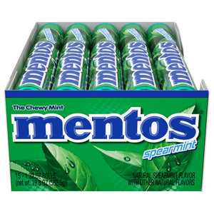 All City Candy Mentos Spearmint Chewy Mints - 1.32-oz. Roll Mints Perfetti Van Melle Case of 15 For fresh candy and great service, visit www.allcitycandy.com