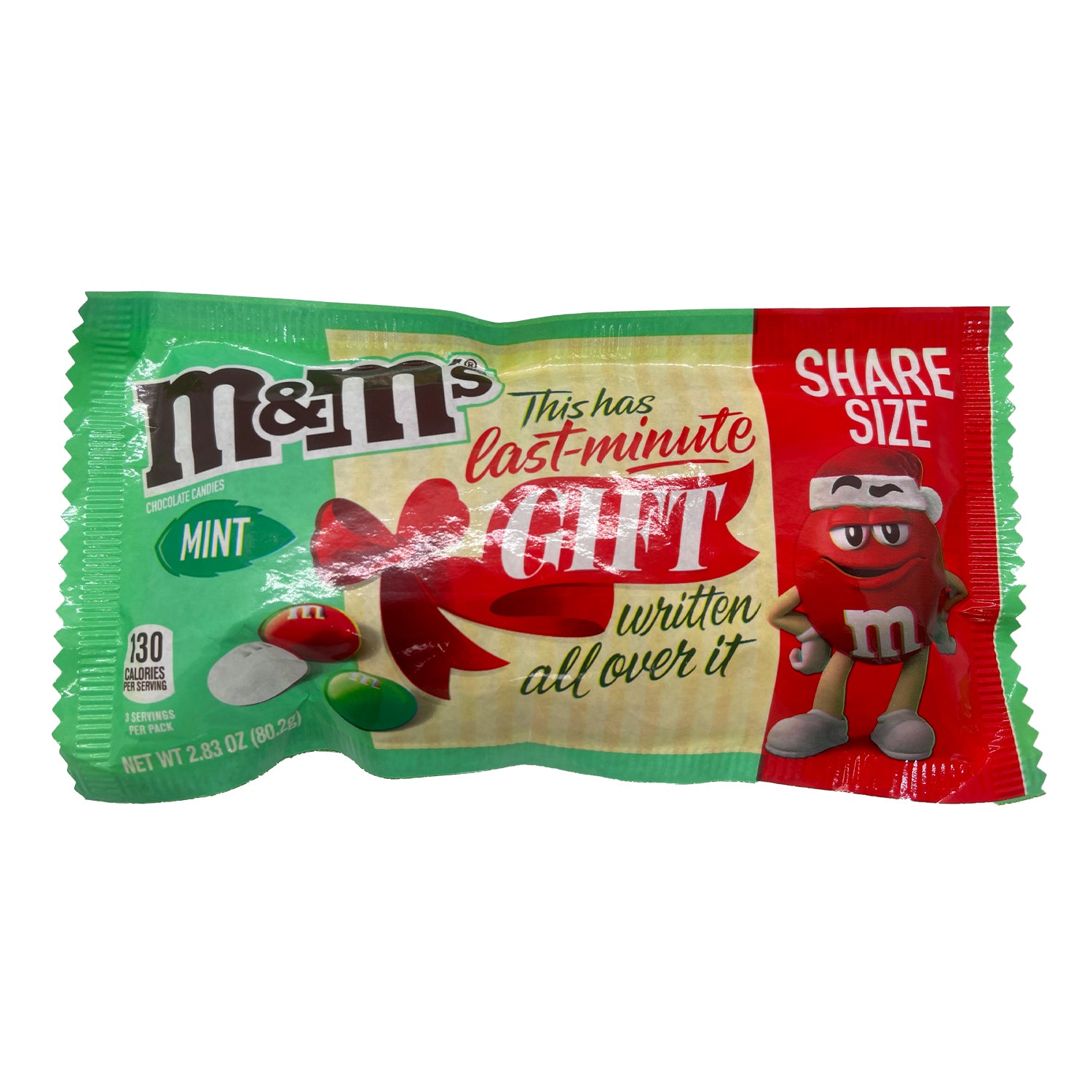 M&M's Mint Chocolate Christmas Candy, Share Size - 2.83 oz Bag 