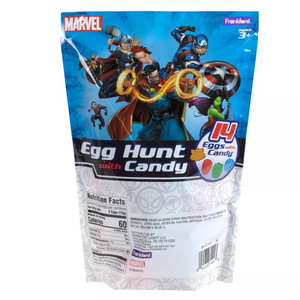 All City Candy Marvel Universe Plastic Egg Hunt with Candy 14 count Bag 2.47 oz. Easter Frankford Candy For fresh candy and great service, visit www.allcitycandy.com
