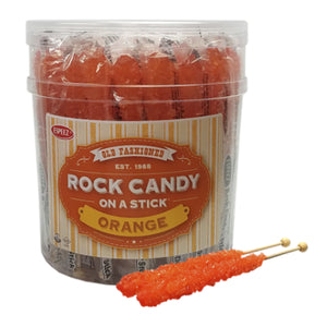 All City Candy Orange Rock Candy Crystal Sticks - Tub of 36 Rock Candy Espeez For fresh candy and great service, visit www.allcitycandy.com