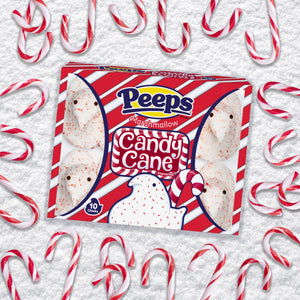 Peeps Candy Cane Flavored Marshmallow Chicks 10-Pack Fun Peep Shapes for Christmas. A nice addition for your gingerbread house. Candy Cane Marshmallows! For fresh candy and great service, visit www.allcitycandy.com