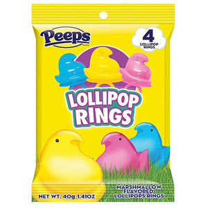 Peeps 4 pack Lollipop Rings 1.41 oz. Bag. They make for great Easter baskets   For fresh candy and great service, visit www.allcitycandy.com