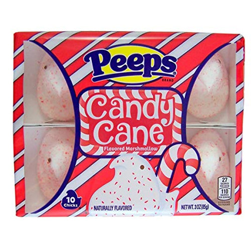 All City Candy Peeps Candy Cane Flavored Marshmallow Chicks 10-Pack Christmas Just Born Inc For fresh candy and great service, visit www.allcitycandy.com