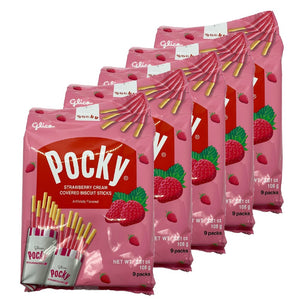 All City Candy Strawberry Pocky - 3.81-oz. Family Sized Bag Case of 5 Glico For fresh candy and great service, visit www.allcitycandy.com