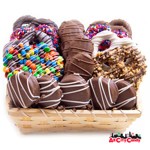 For fresh candy and great service, visit www.allcitycandy.com - Pretzel Party Gourmet Chocolate Covered Treats Gift Basket