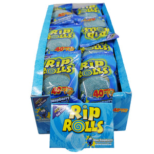 All City Candy Rip Rolls Blue Raspberry Licorice Candy - 1.4 oz. Case of 24 For fresh candy and great service, visit www.allcitycandy.com