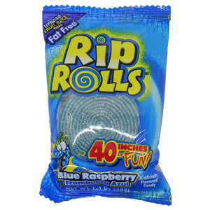 All City Candy Rip Rolls Blue Raspberry Licorice Candy - 1.4 oz. 1 Roll For fresh candy and great service, visit www.allcitycandy.com