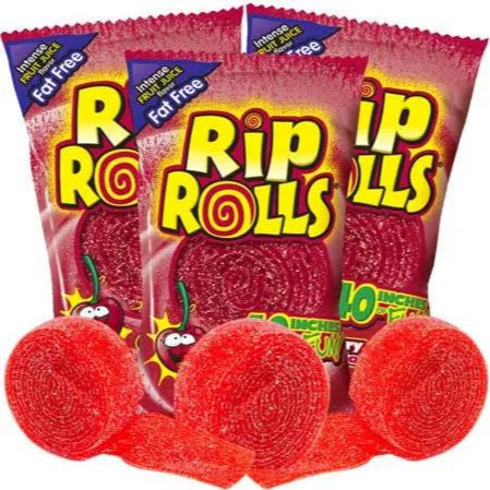 Rip Rolls Cherry Licorice Candy - 1.4 oz. - For fresh candy and great service, visit www.allcitycandy.com