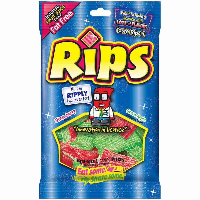 Rips Bite-Size Strawberry Green Apple Pieces 4 oz. Bag The Foreign Candy Company Inc. For fresh candy and great service, visit www.allcitycandy.com