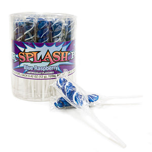Royal Blue & White Color Splash Blue Raspberry Swirl Lollipops - Tub of 30
