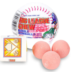 All City Candy Big League Chew Bubble Gumballs Filled Baseballs .53 oz. Gum/Bubble Gum Ford Gum & Machine Company For fresh candy and great service, visit www.allcitycandy.com