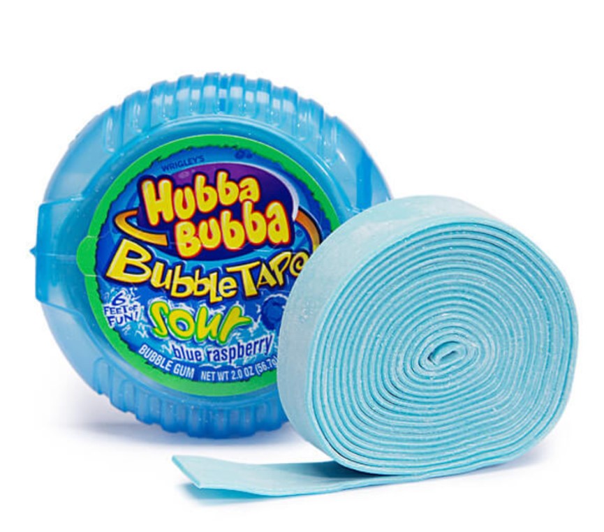 Hubba Bubba Sour Blue Raspberry Bubble Tape Bubble Gum - 6 Foot Roll