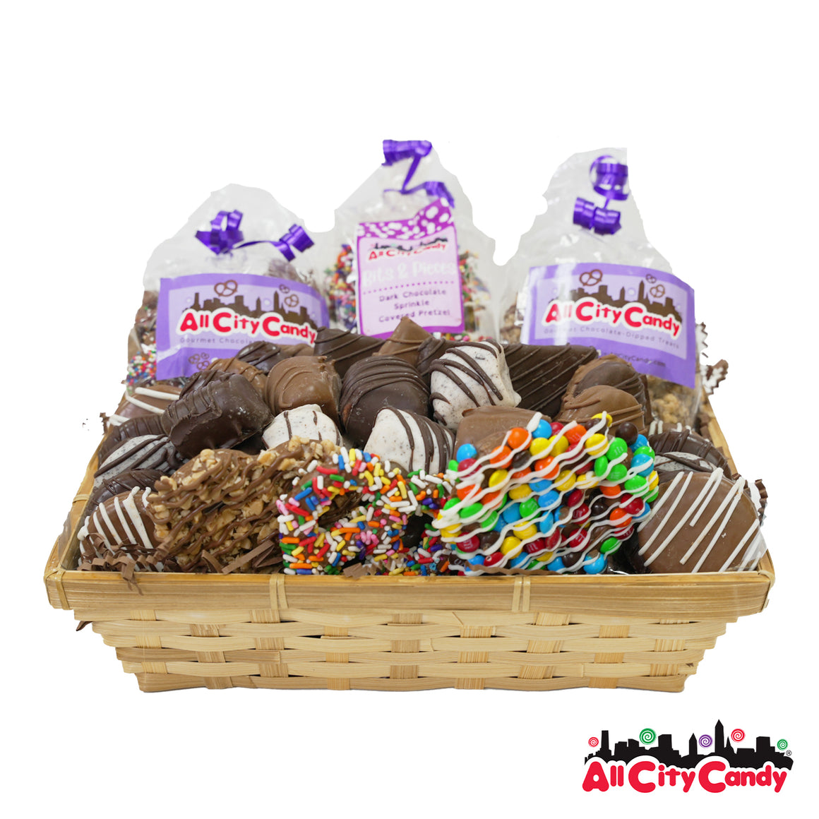 Snack Basket Gourmet Chocolate Covered Treat Gift Basket