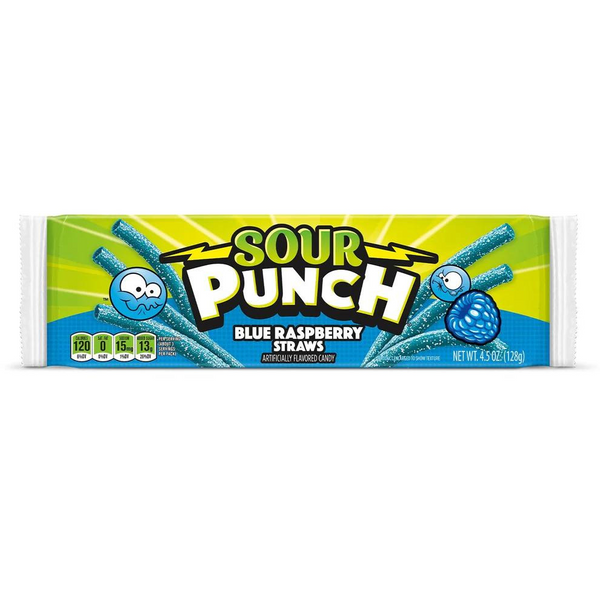 Sour Punch Blue Raspberry Straws 4.5 oz. Tray All City Candy