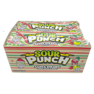 All City Candy Sour Punch Santa Straws Green Apple & Berry 3.2 oz. Tray Case of 12 Christmas American Licorice Company For fresh candy and great service, visit www.allcitycandy.com