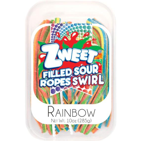 Spring Candy Rainbow Ropes Zweet Filled Sour Ropes Rainbow Swirl 10 oz. Tub - All City Candy