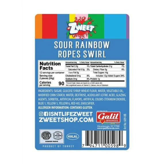 Zweet Filled Sour Ropes Rainbow Swirl 10 oz. Tub - All City Candy