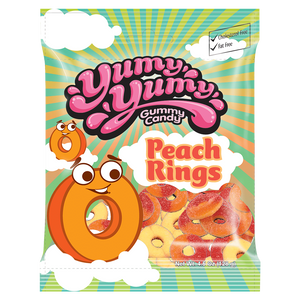 All City Candy Yumy Yumy Peach Rings Gummy Candy - 4.5-oz. Bag Gummi Kervan USA For fresh candy and great service, visit www.allcitycandy.com